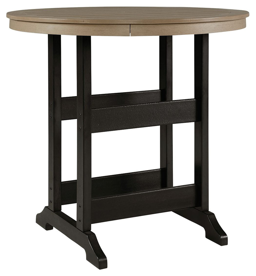 Fairen Trail - Round Bar Table w/Umb OPT - Black / Driftwood