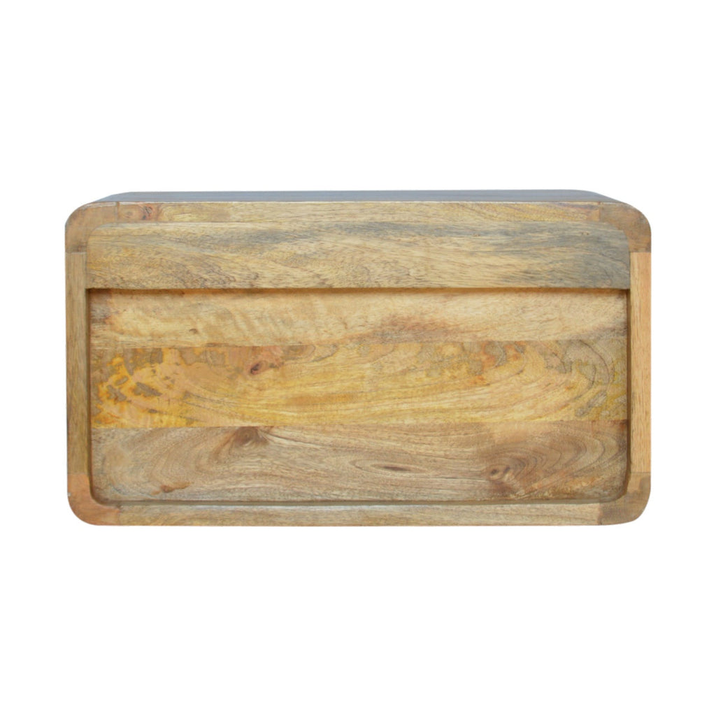 Solid Wood Large Floating Curve Open Slot Nightstand with Minimalist Design - Natural