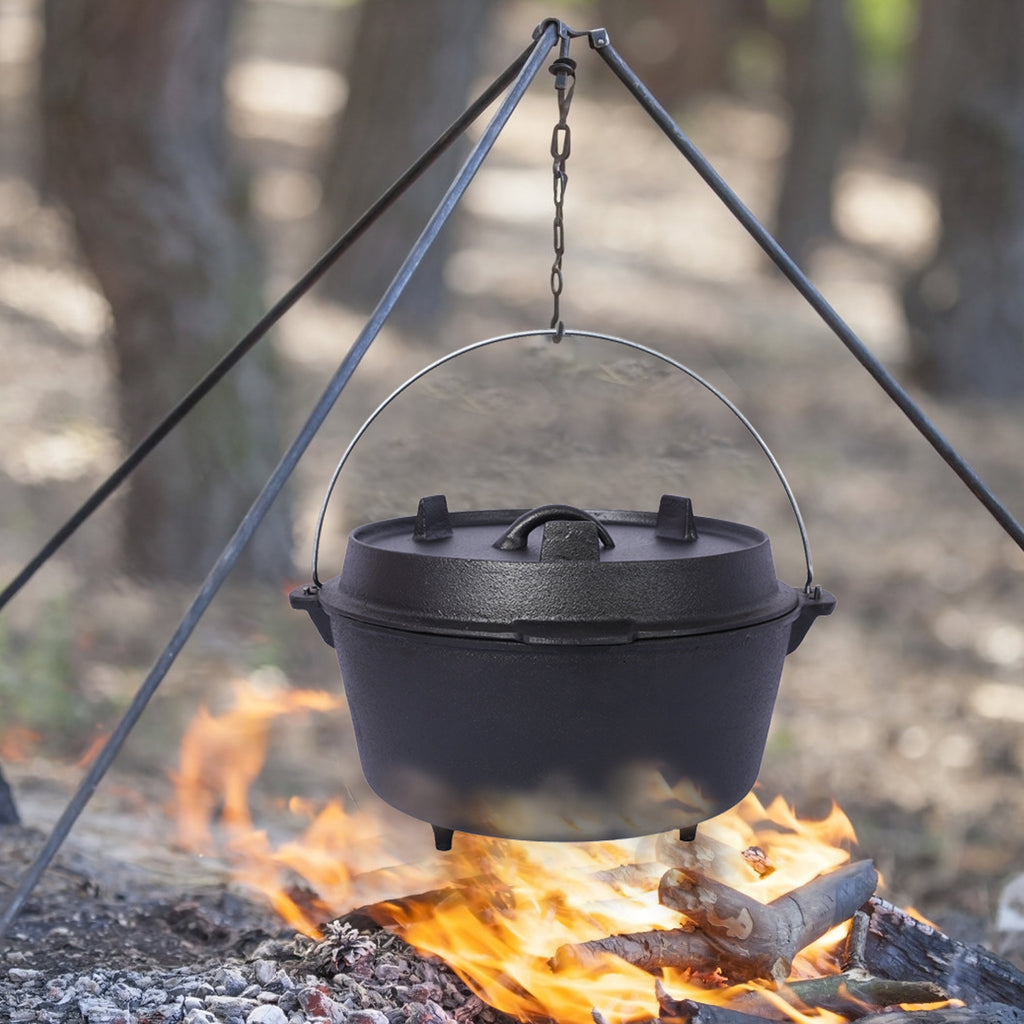 Pre-Seasoned Cast Iron Dutch Oven with Skillet Lid - Black