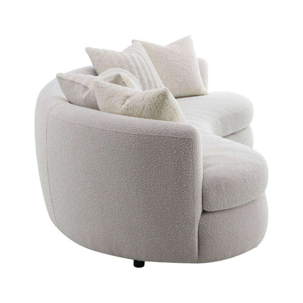Iniko - Boucle Sofa With Toss Pillows - Beige