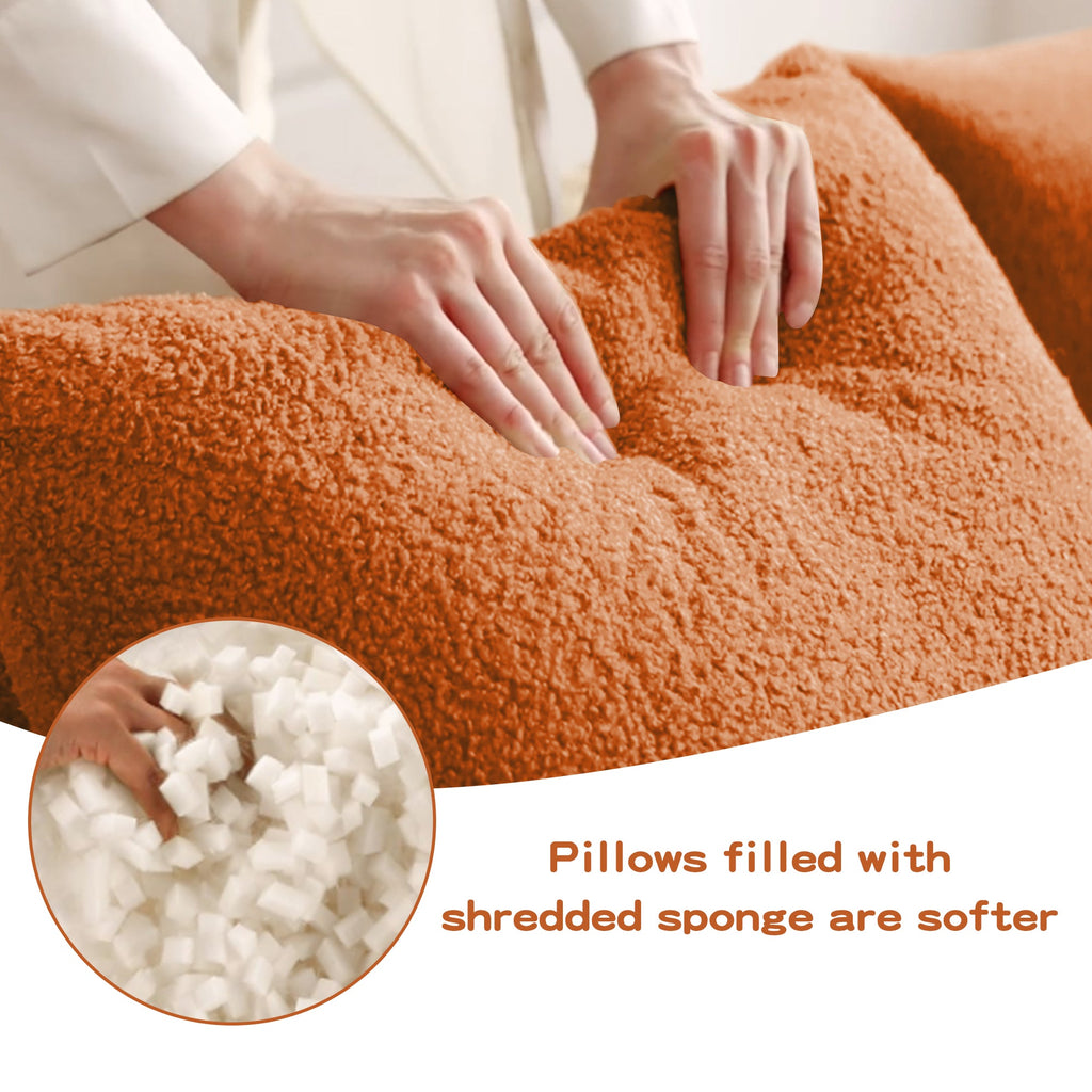 Soft Teddy Fabric Boneless Sofa with Plush Support - Neutral