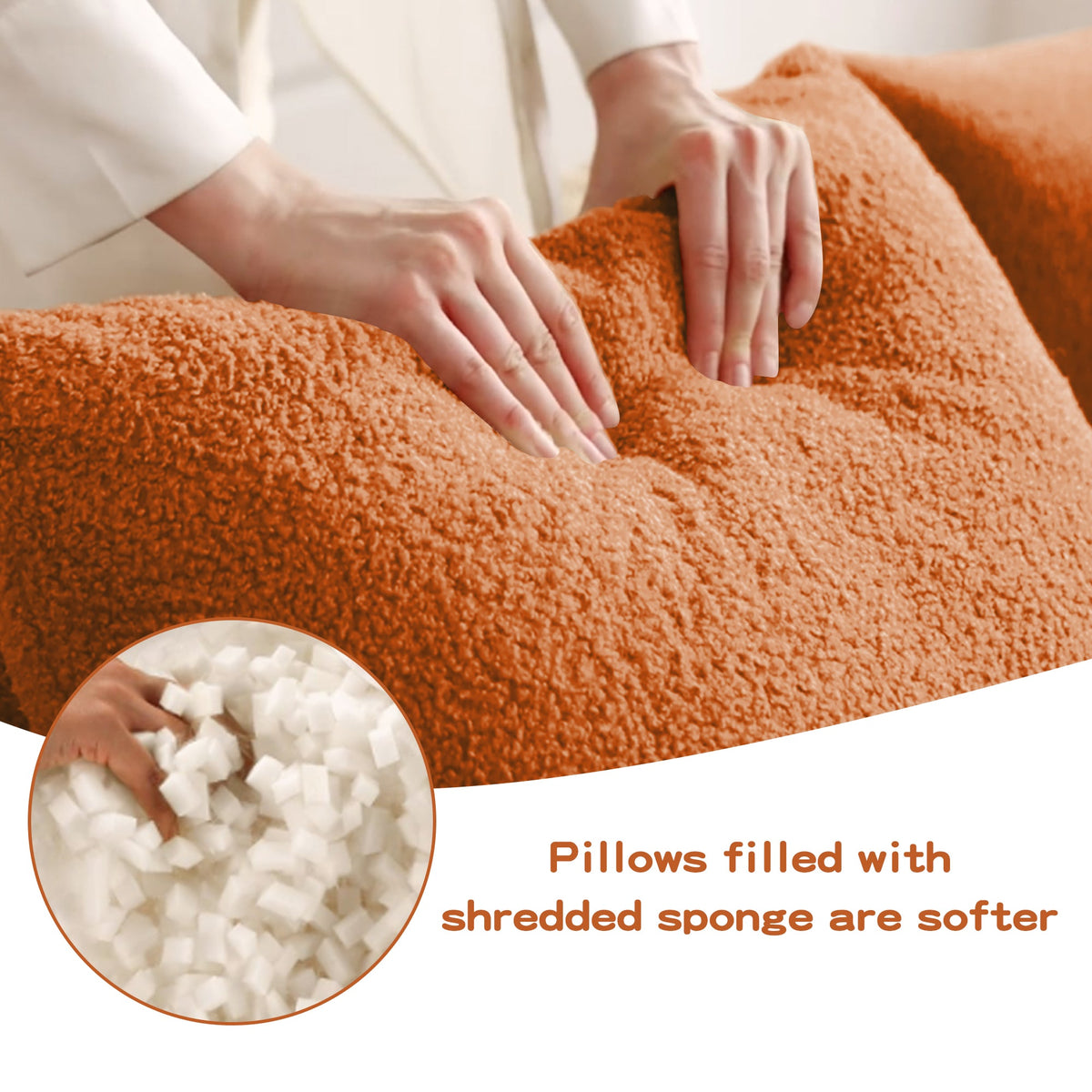 Soft Teddy Fabric Boneless Sofa with Plush Support - Neutral
