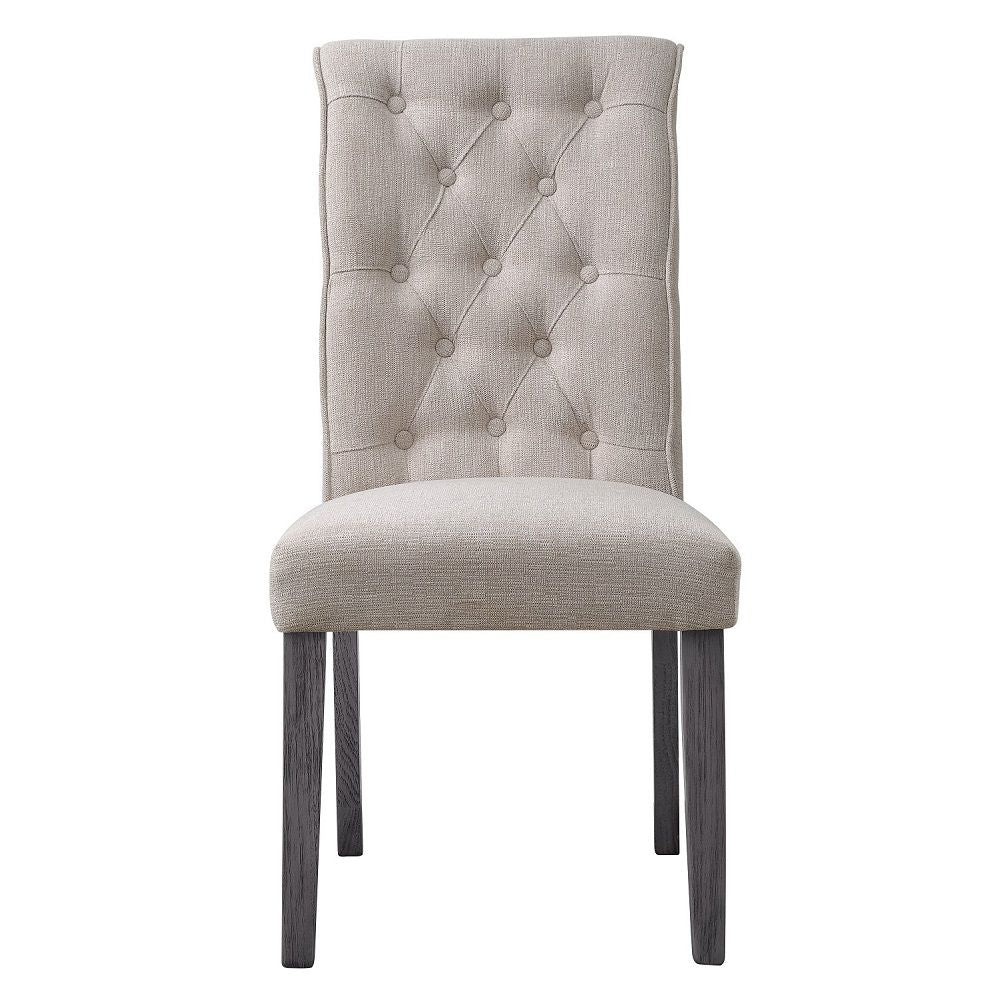 Yabeina - Side Chair (Set of 2) - Beige Linen & Gray