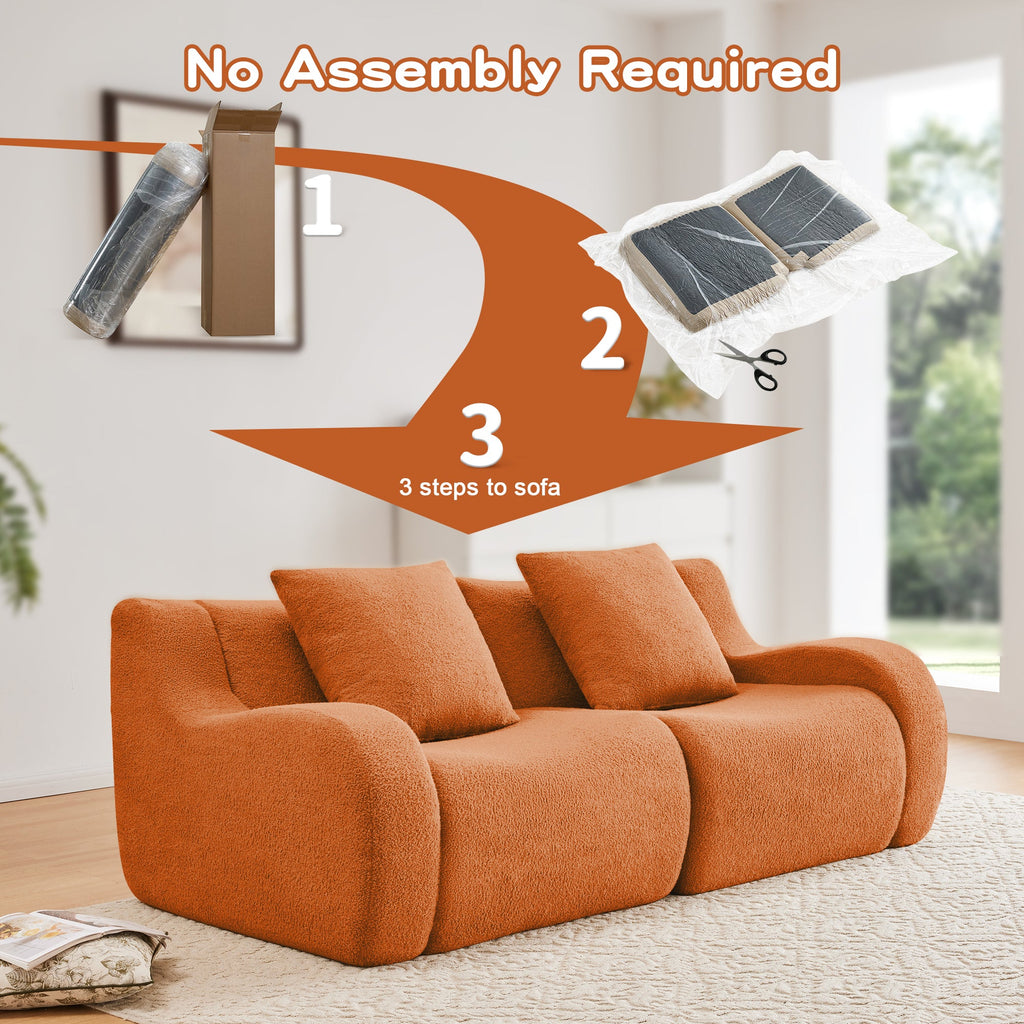 Soft Teddy Fabric Boneless Sofa with Plush Support - Neutral