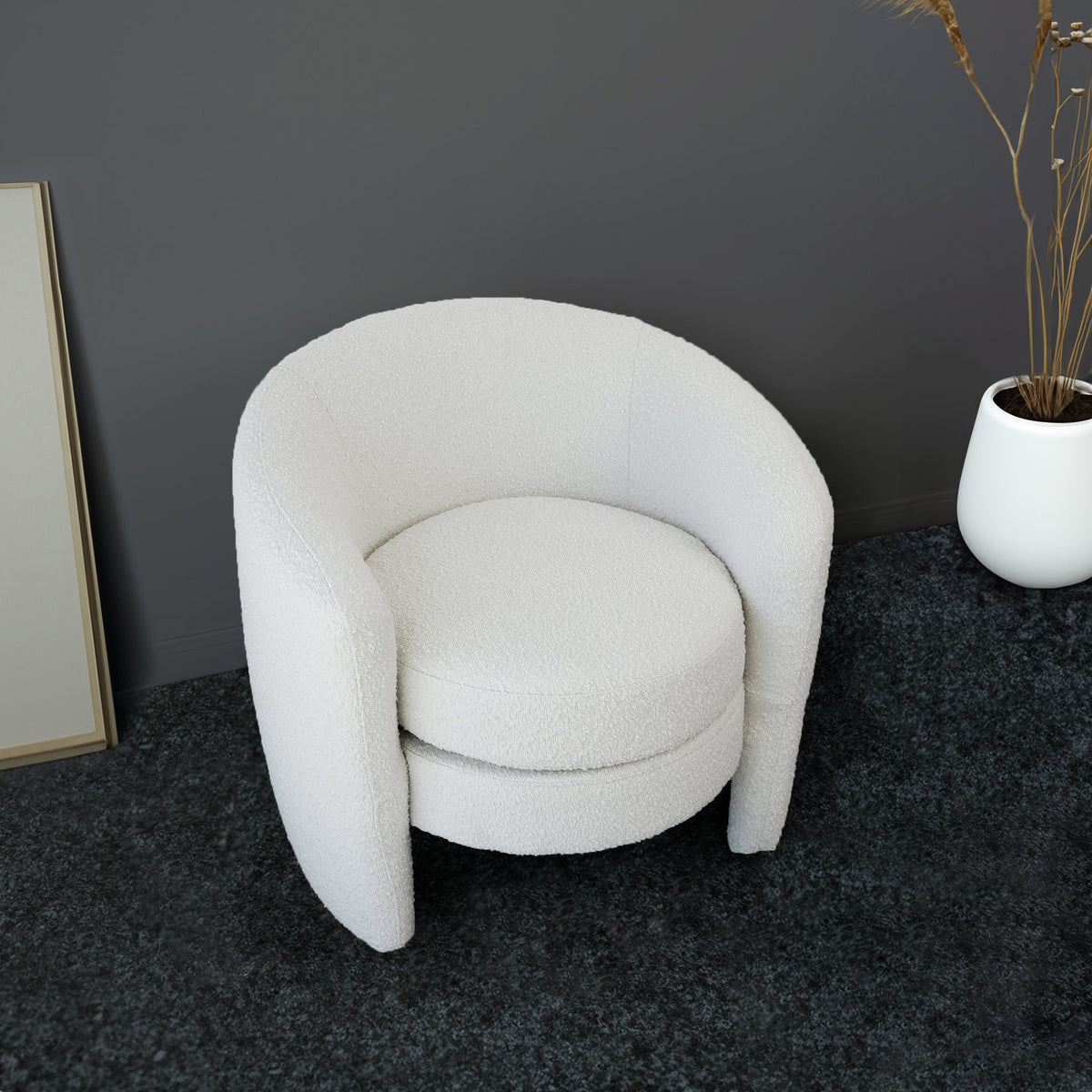 Avalon White Boucle Lounge Chair