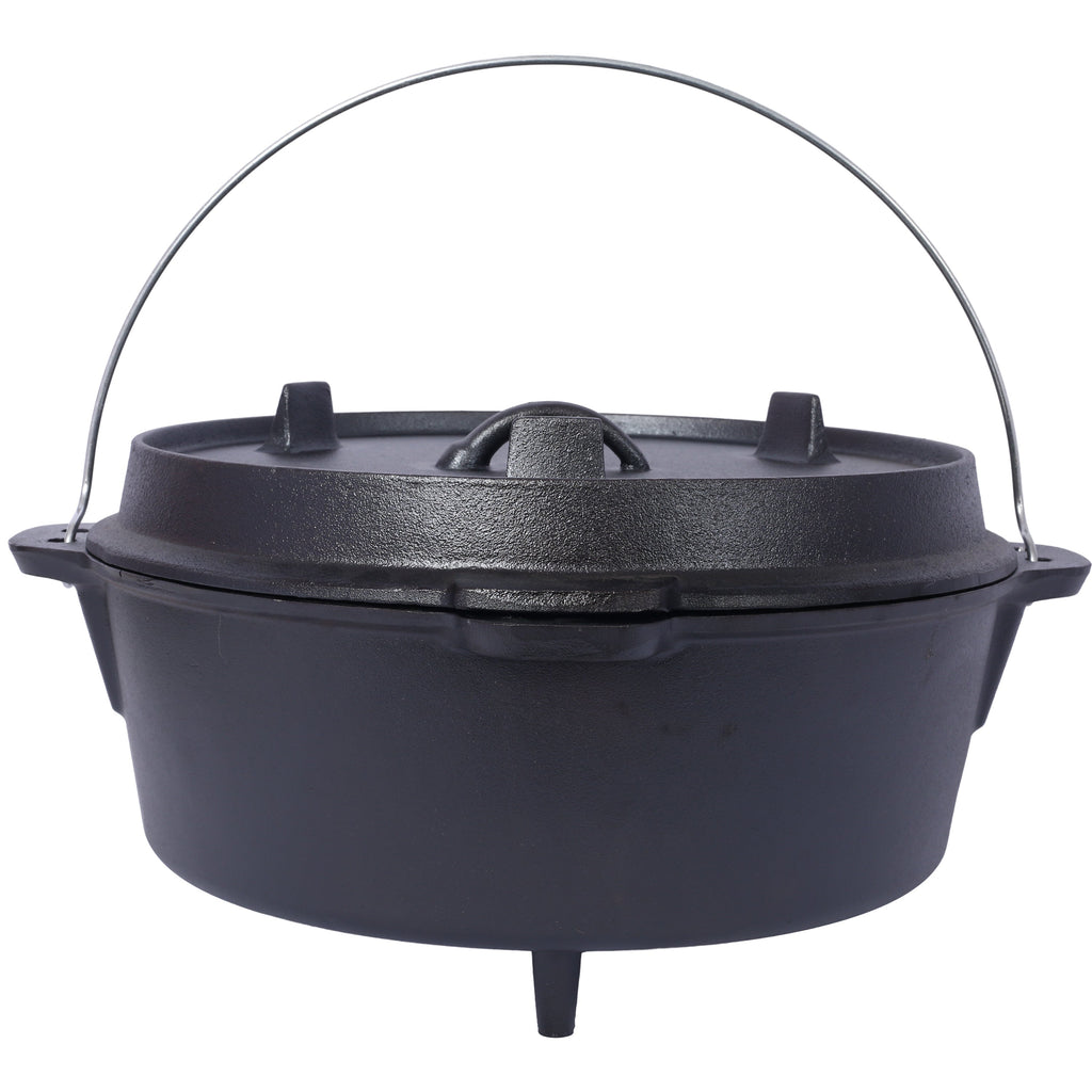 Pre-Seasoned Cast Iron Dutch Oven with Skillet Lid - Black