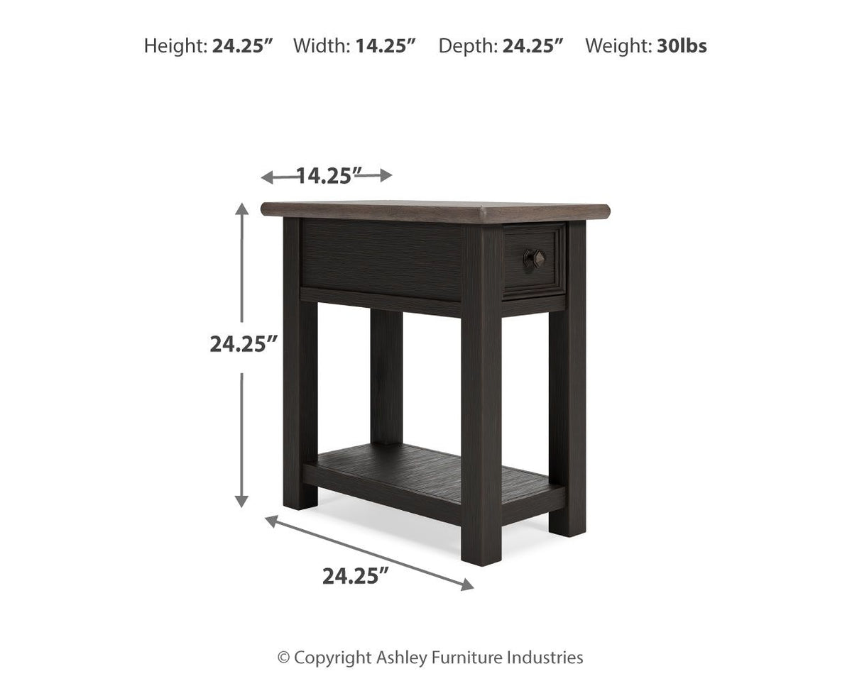 Tyler Creek - Chair Side End Table - Black / Gray