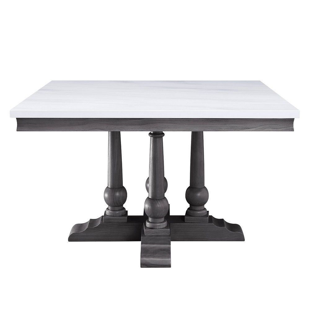 Yabeina - Square Dining Table - Marble Top Top & Gray Oak