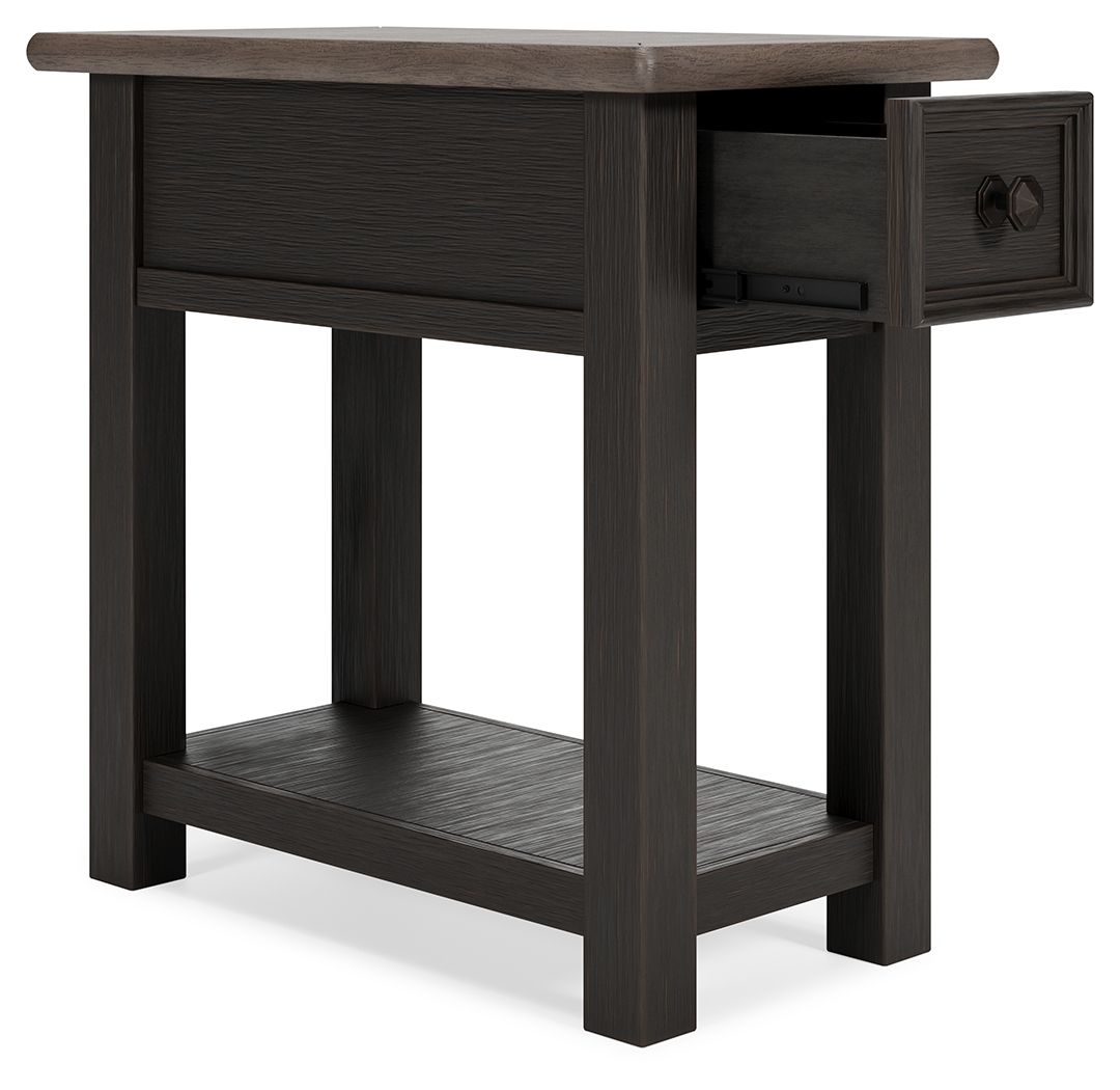 Tyler Creek - Chair Side End Table - Black / Gray