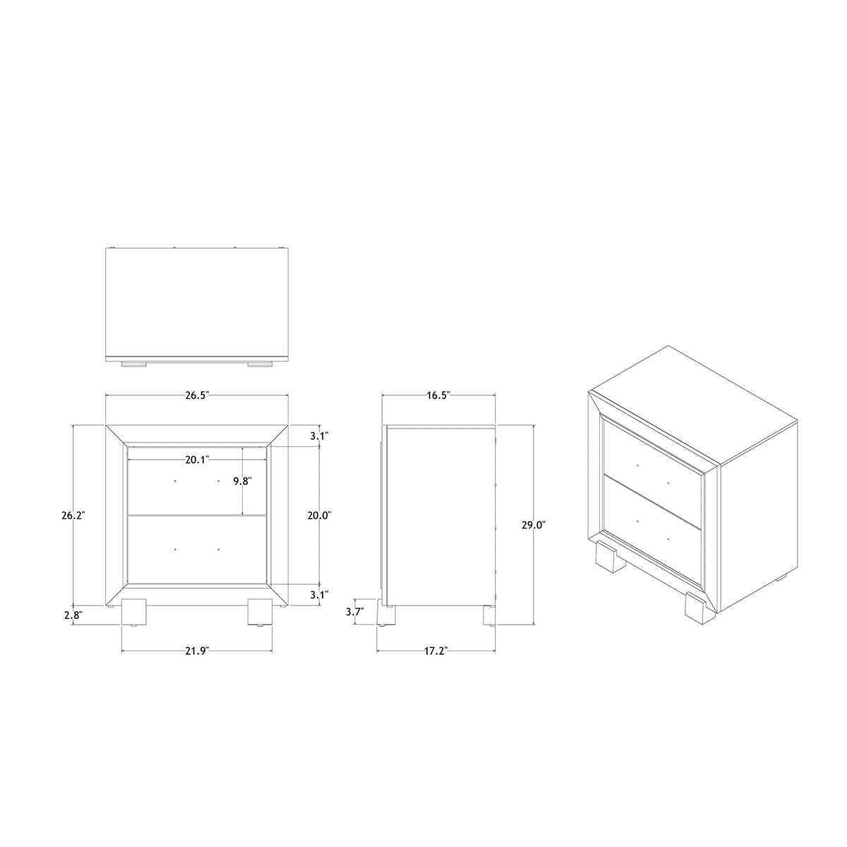 Skye - Marble Nightstand - White