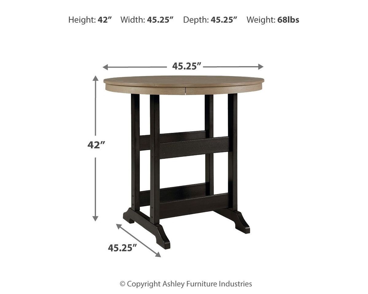Fairen Trail - Round Bar Table w/Umb OPT - Black / Driftwood