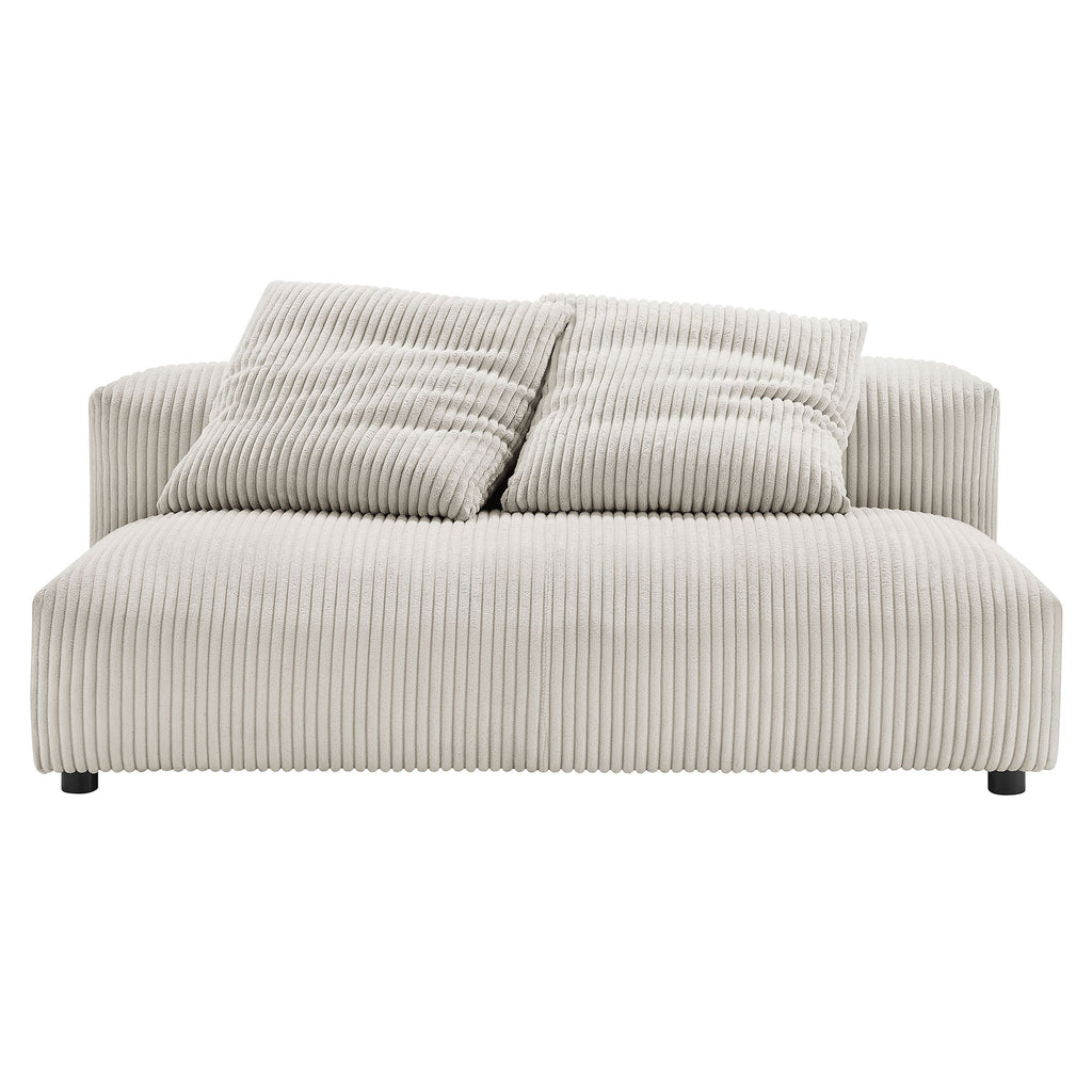 Solace Modular Corduroy Upholstered Armless Loveseat and Ottoman Set