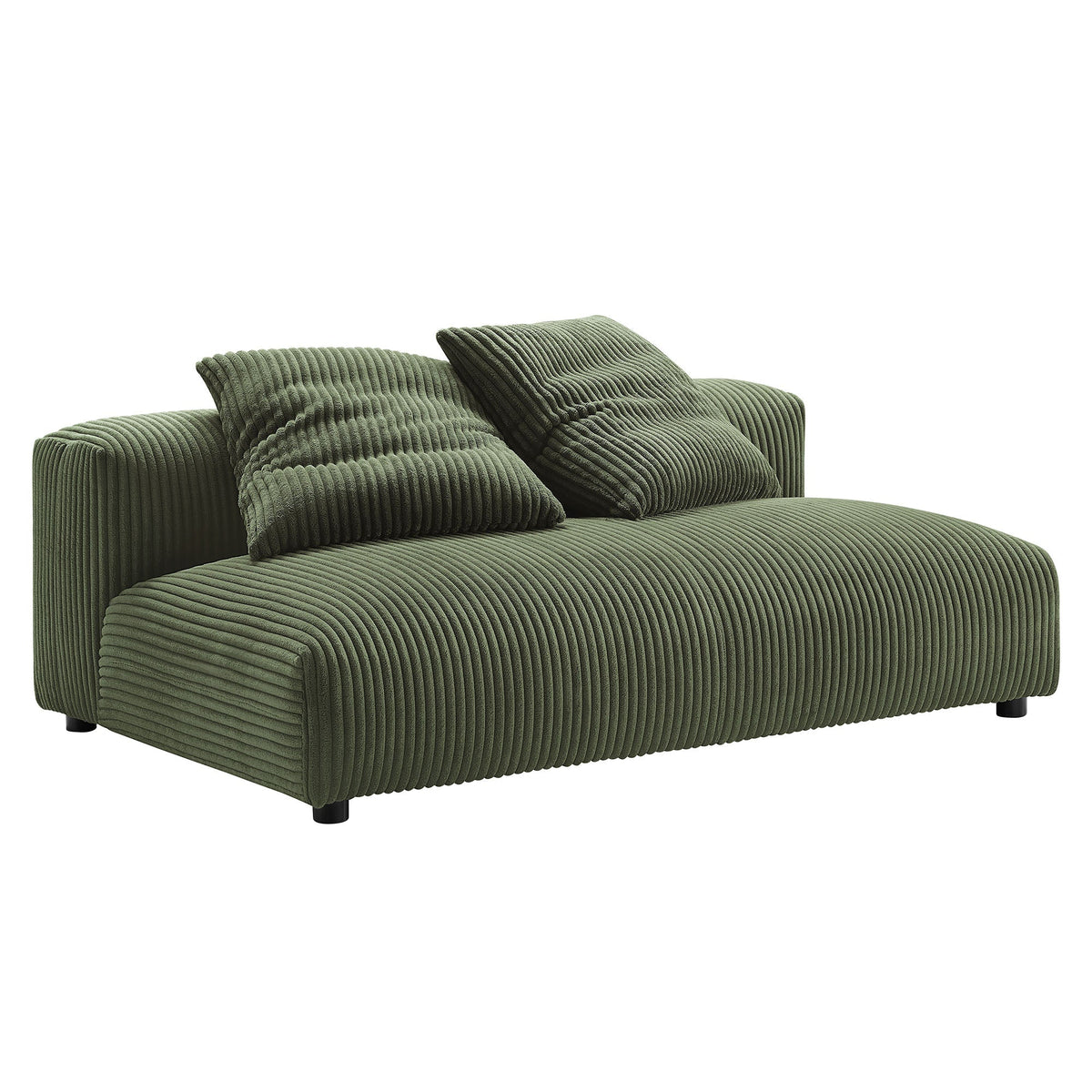Solace Modular Corduroy Upholstered Armless Loveseat and Ottoman Set