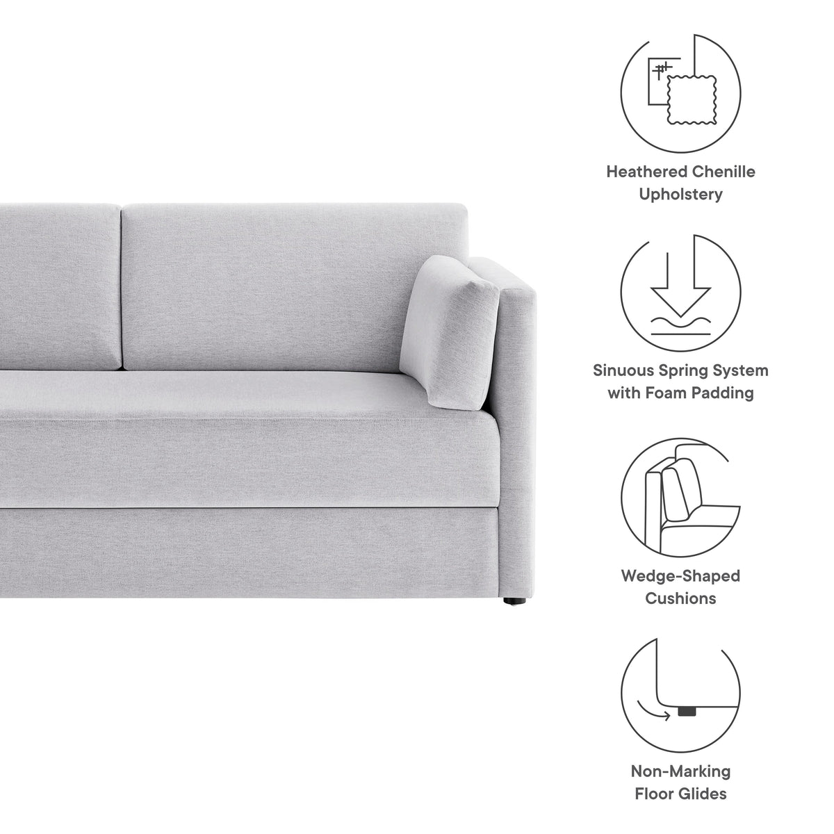 Linden Upholstered Heathered Chenille Small Sofa