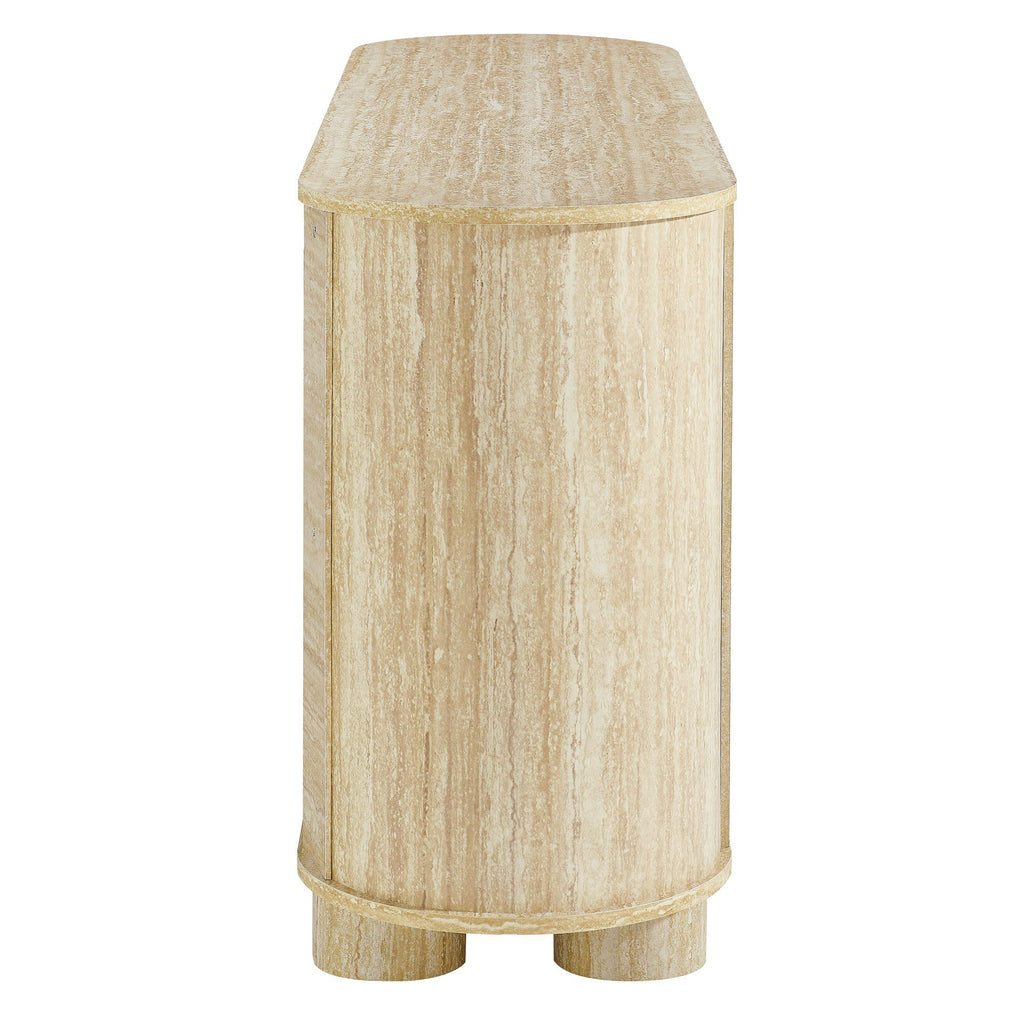Overture 3-Door Oval Faux Travertine Sideboard by Modway