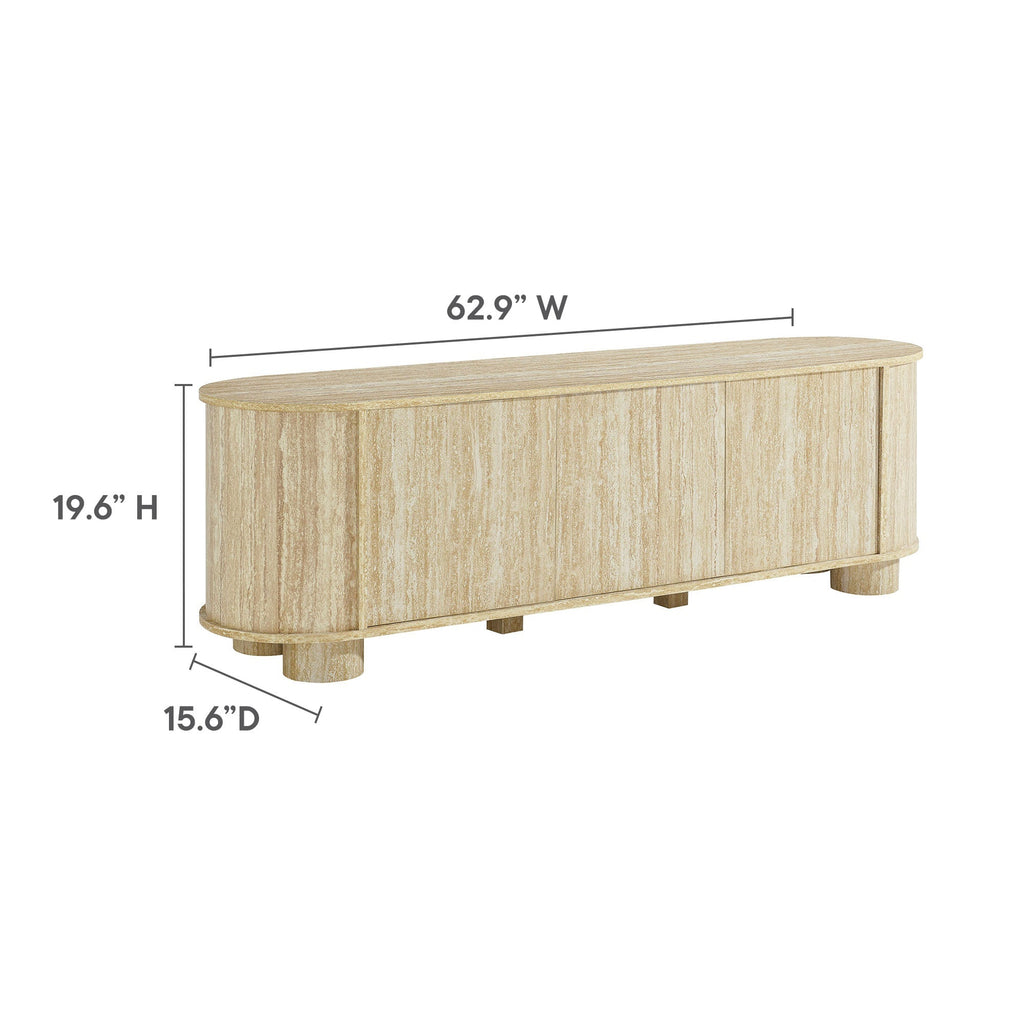 Overture 63” Oval Faux Travertine TV Stand by Modway