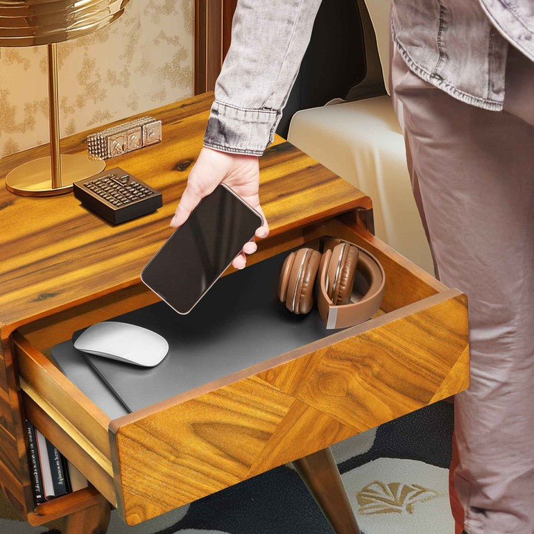 Laden Handcrafted Solid Wood Nightstand