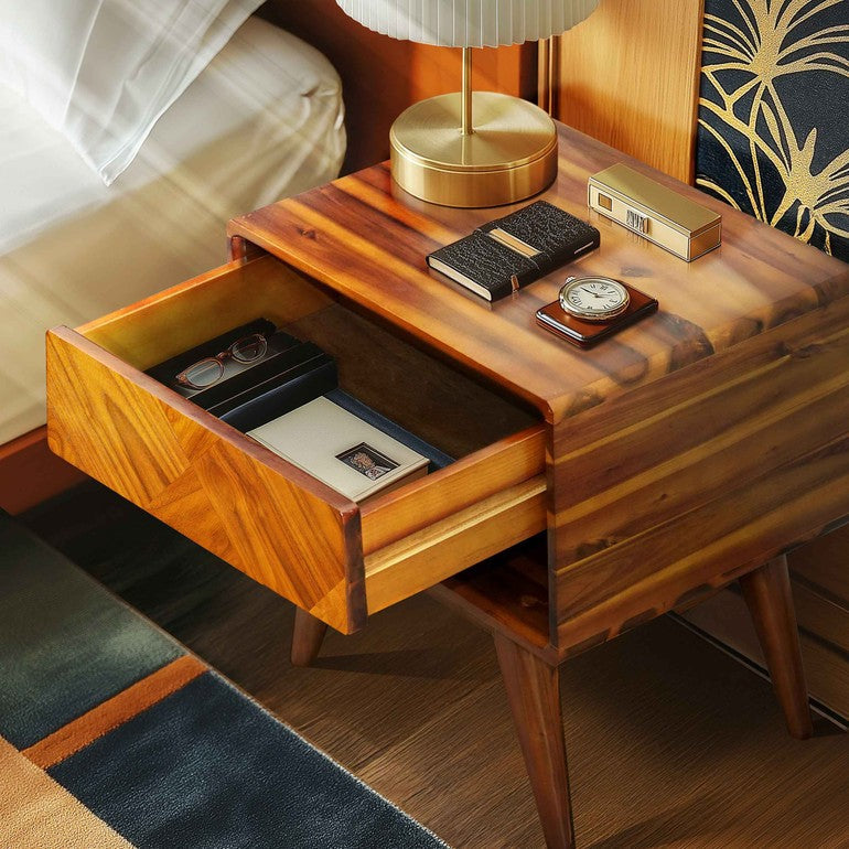 Laden Handcrafted Solid Wood Nightstand