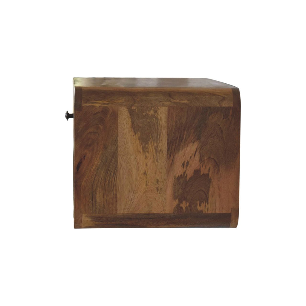 Solid Wood Large Floating Curve Open Slot Nightstand with Minimalist Design - Natural