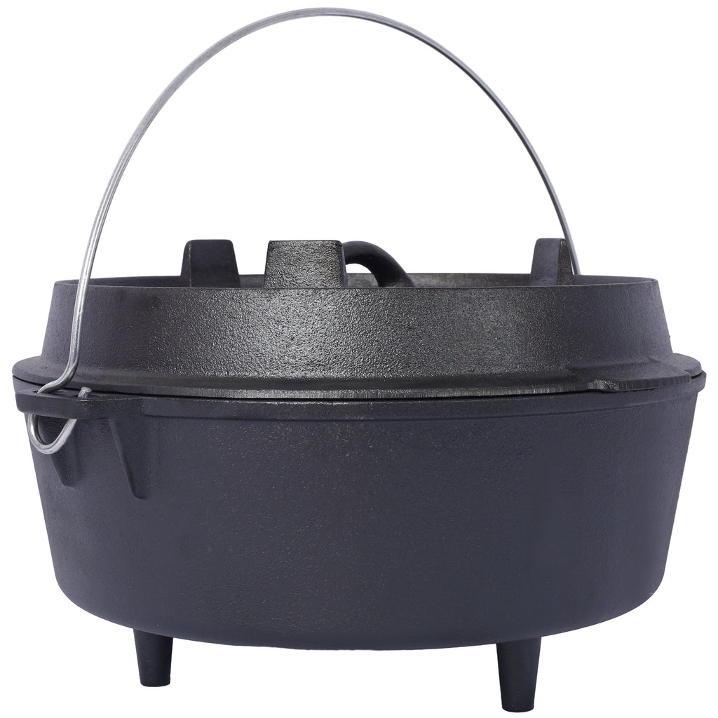 Pre-Seasoned Cast Iron Dutch Oven with Skillet Lid - Black