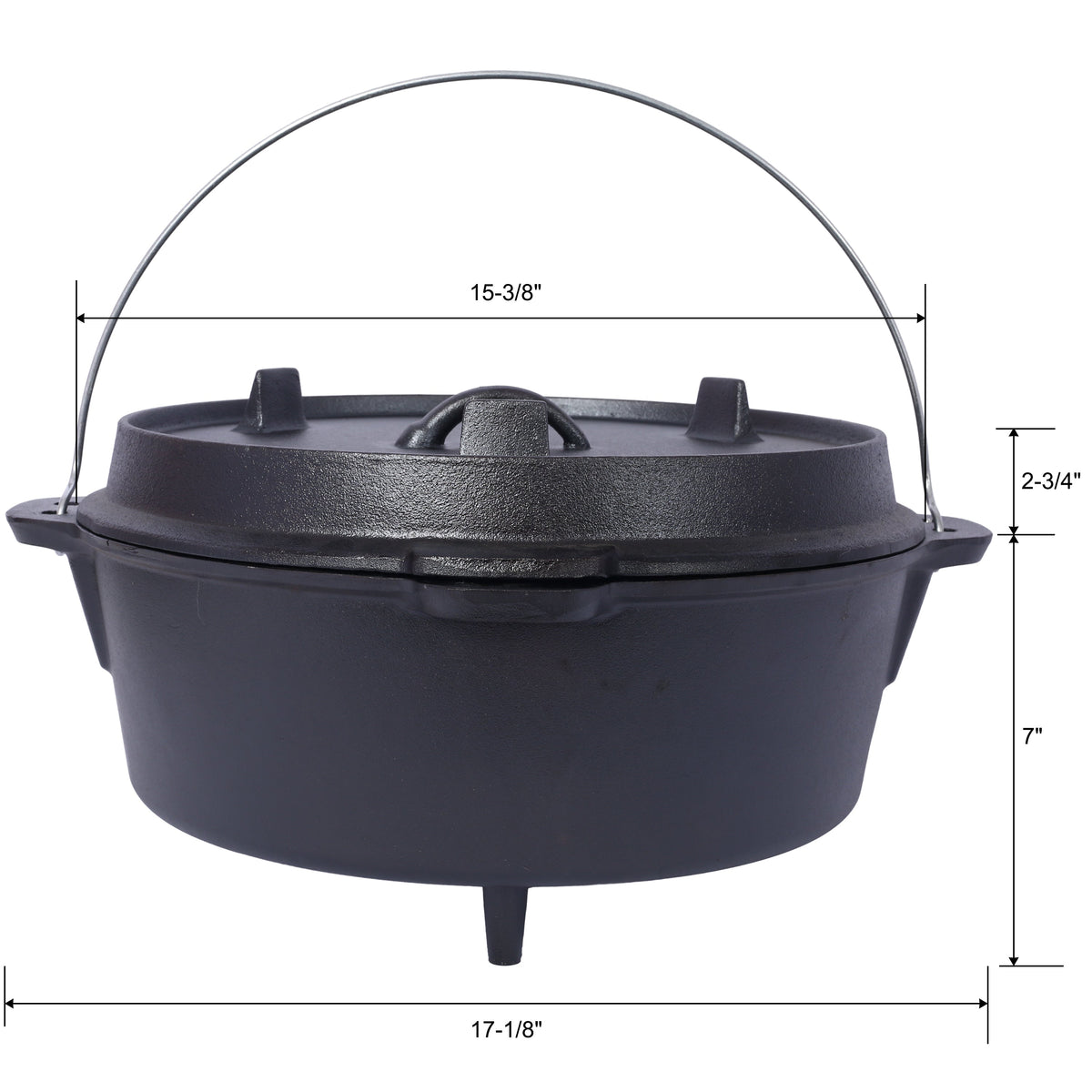 Pre-Seasoned Cast Iron Dutch Oven with Skillet Lid - Black