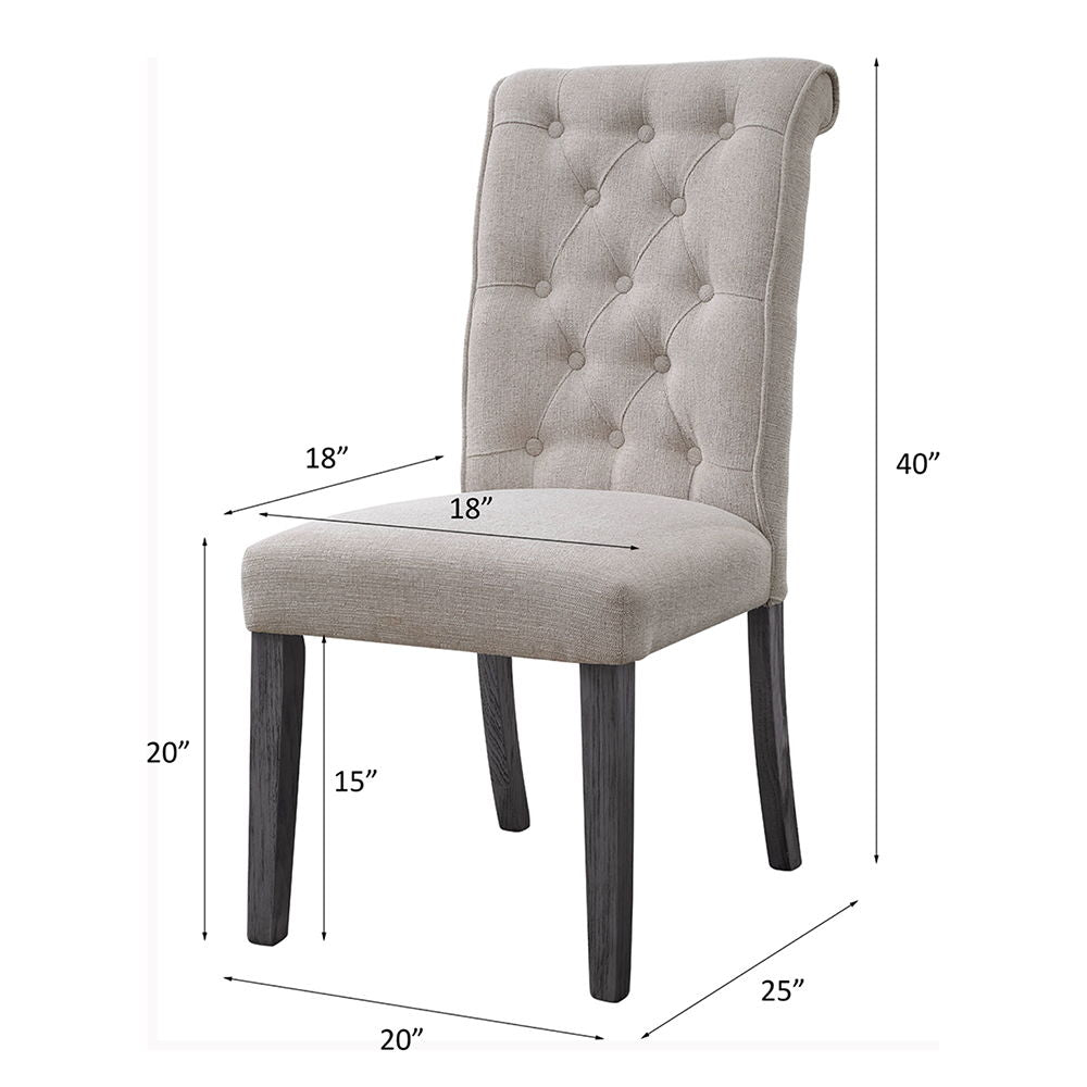Yabeina - Side Chair (Set of 2) - Beige Linen & Gray