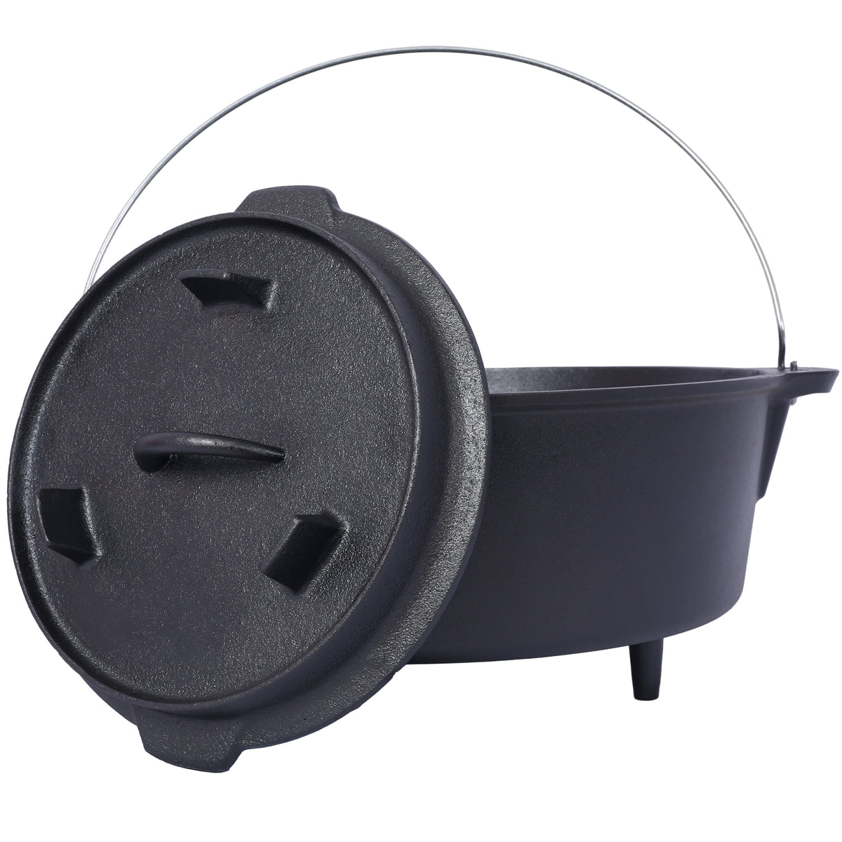 Pre-Seasoned Cast Iron Dutch Oven with Skillet Lid - Black
